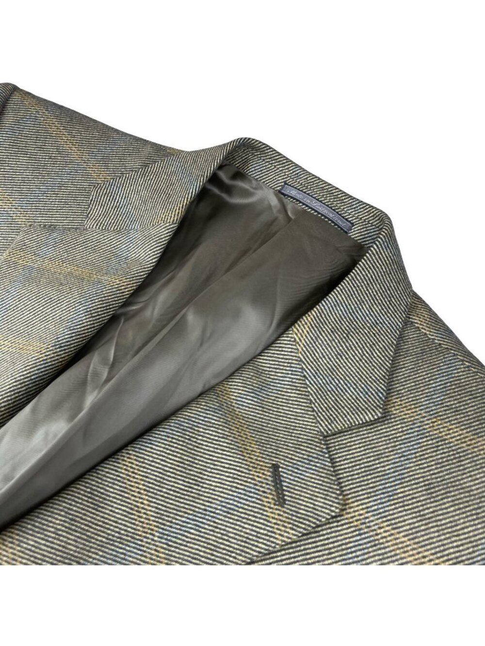 Ermenegildo Zegna Men's Flannel 2-Button Blazer Green Windowpane Plaid • 46S